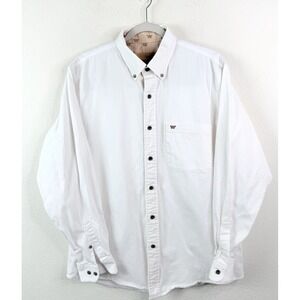 King Ranch Western Shirt Men's L White Long Sleeve Button Up Work Rodeo Cowboy